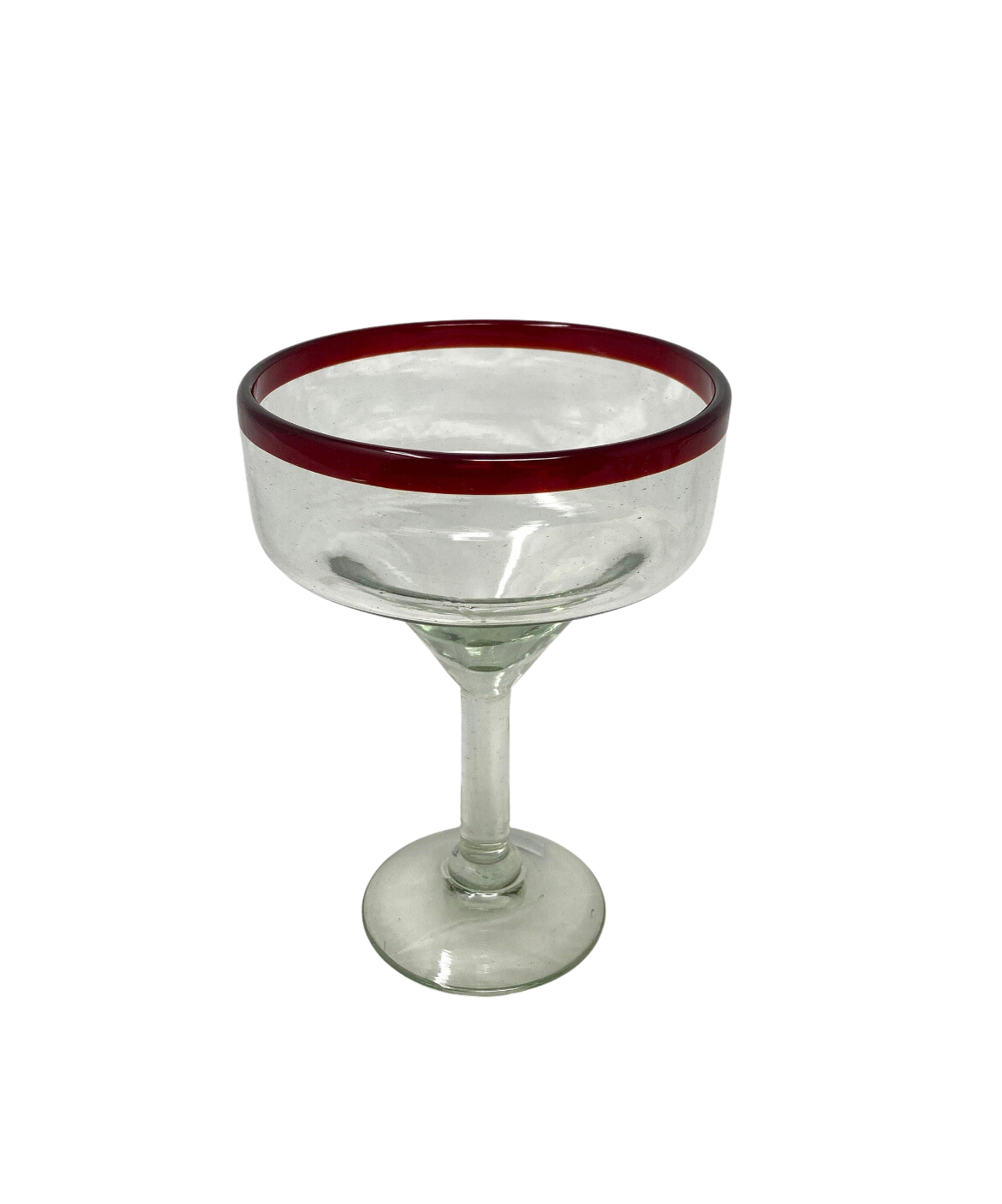 Hand Blown Margarita Glass - Red Rim