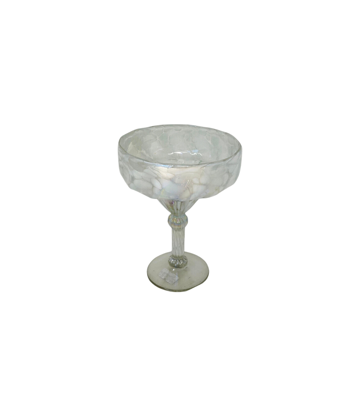 Hand Blown Margarita Glass - White Lustre (Iridescent)