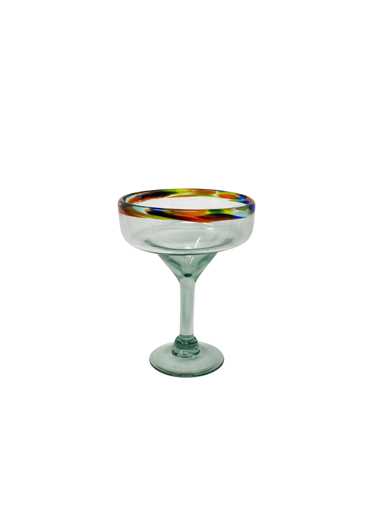 Hand Blown Margarita Glass - Confetti Rim