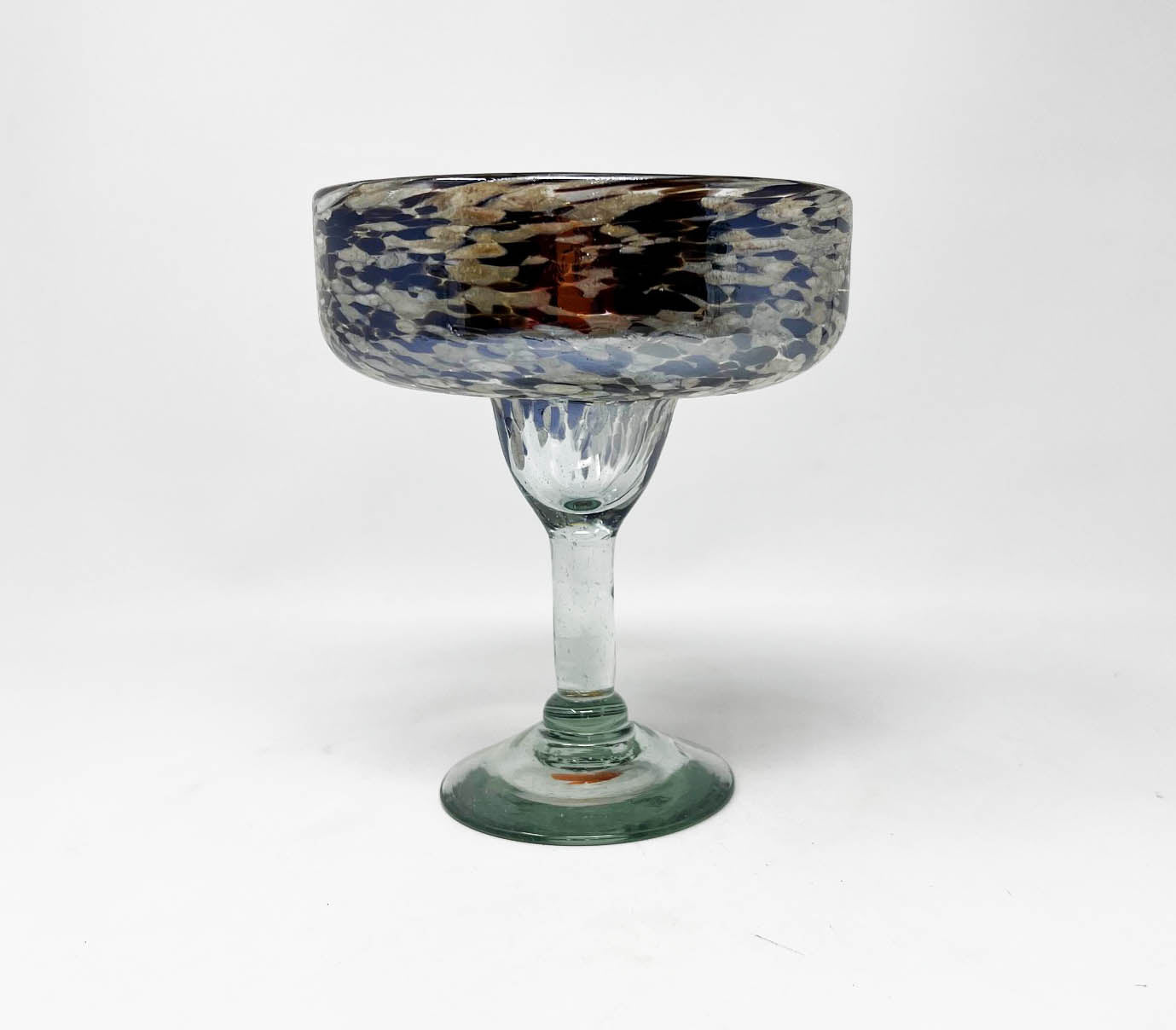 Hand Blown Margarita Glass - Mocha/Tan Confetti