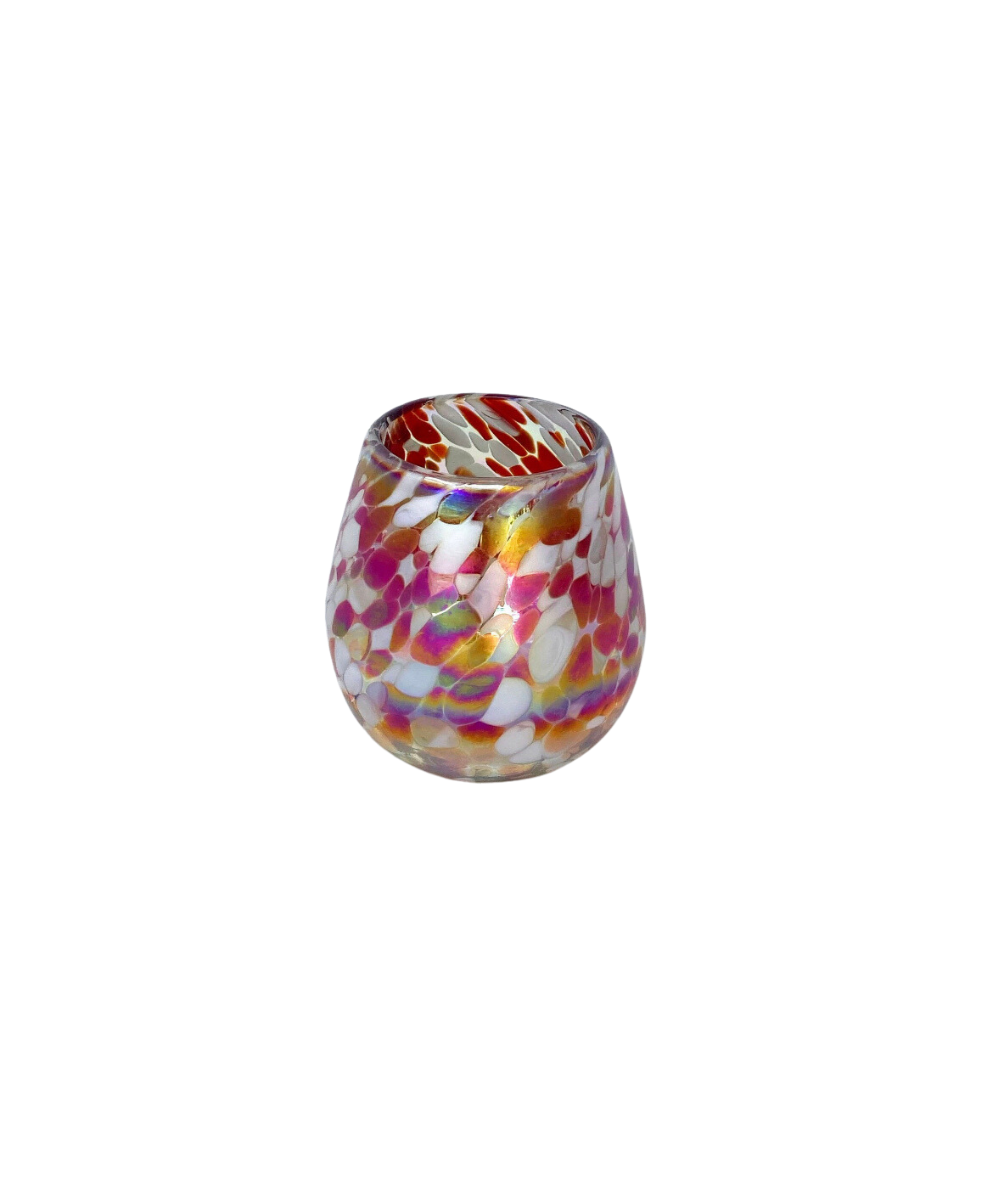 Stemless Wine Glass - Red/White Iridescent Confetti