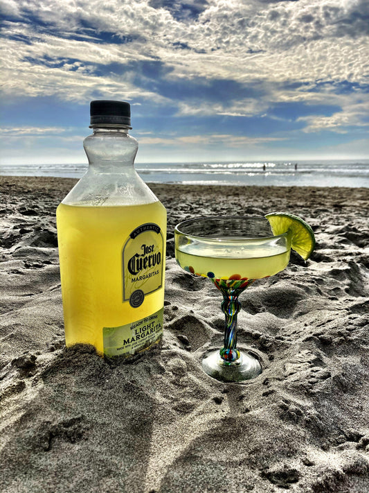 Hand Blown Margarita Glass - Confetti Base