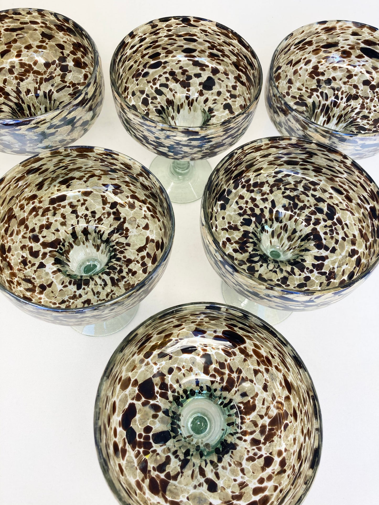 Hand Blown Margarita Glass - Mocha/Tan Confetti