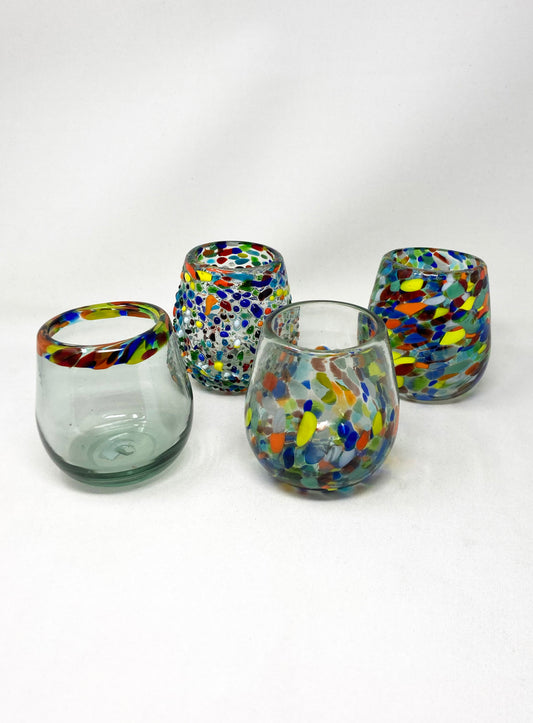 Stemless Wine Glass - Confetti Rim