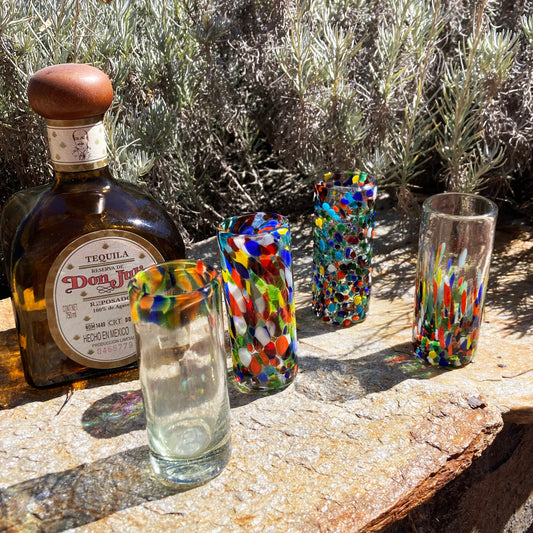 Hand Blown Shot Glass - Confetti Rim