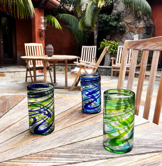 6 Hand Blown Water Glasses - The Summer Meadow Collection