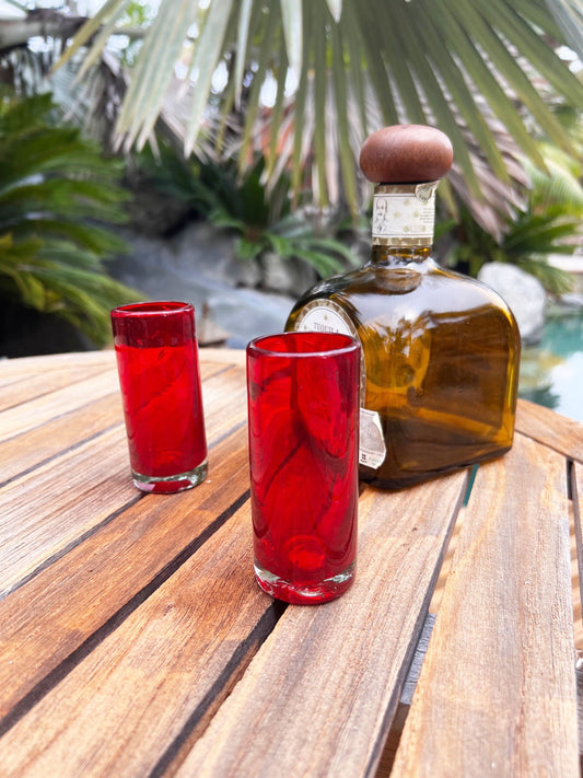 Hand Blown Shot Glass - Solid Red