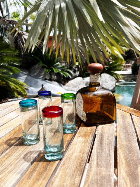 4 Hand Blown Shot Glasses - Mixed Rim Collection