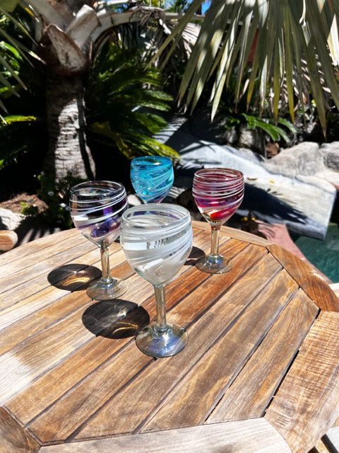 4 Hand Blown Wine Glass - Cotton Candy Collection (Iridescent)