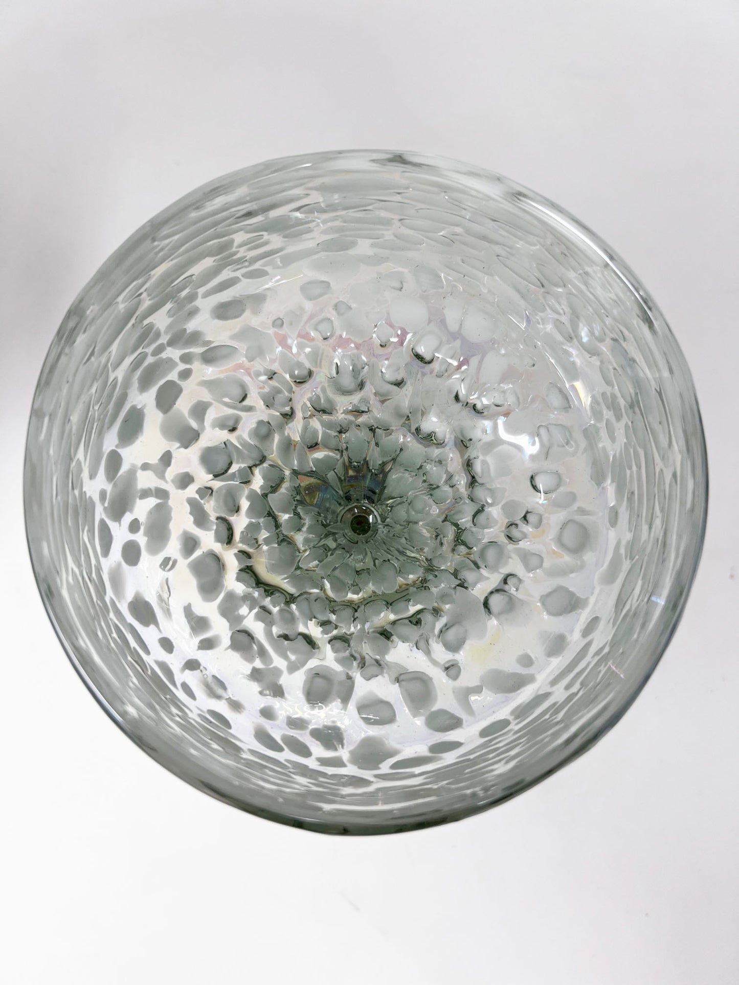 Hand Blown Margarita Glass - White Graniti Iridescent