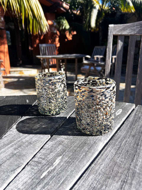 Hand Blown Low Ball Tumbler Glass - Mocha Graniti