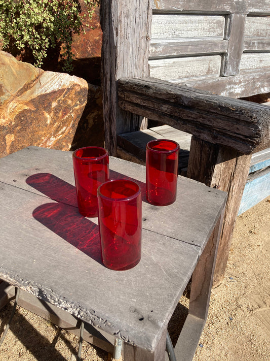 Hand Blown Water Glass - Solid Red