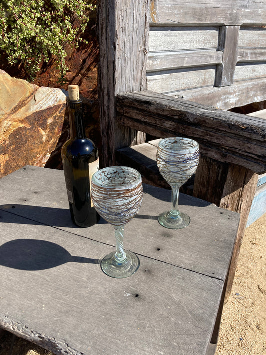 Hand Blown Wine Glass - Chocolate Web