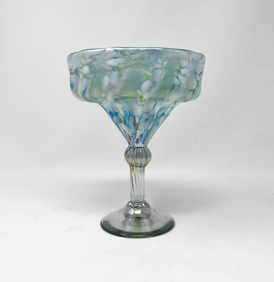 Hand Blown Margarita Glass XL - Aegean Green Iridescent - set of 4
