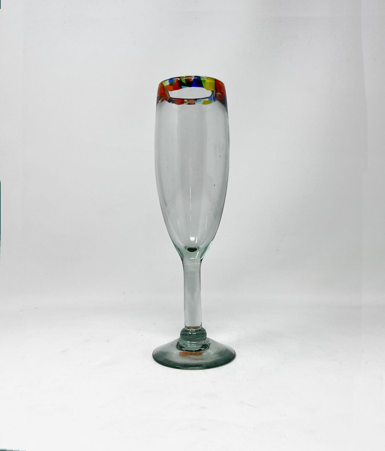 Hand Blown Champagne Glass - Confetti Rim