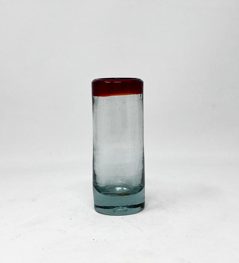 Hand Blown Shot Glass - Red Rim