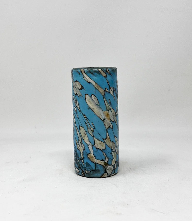Hand Blown Shot Glass - Teal/Tan Confetti