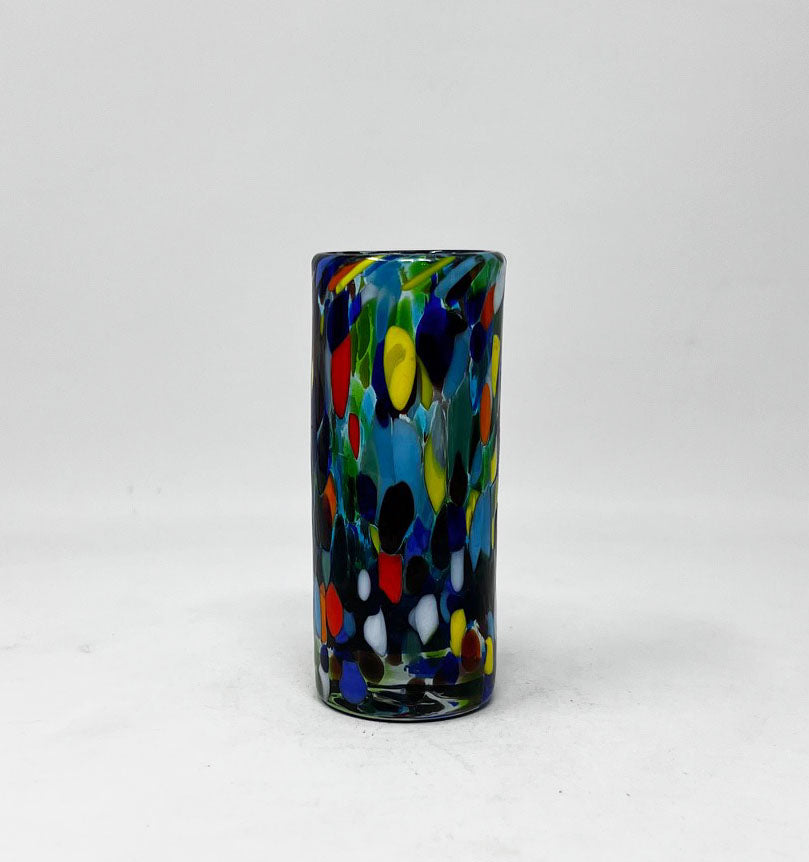 Hand Blown Shot Glass - Turquoise Confetti