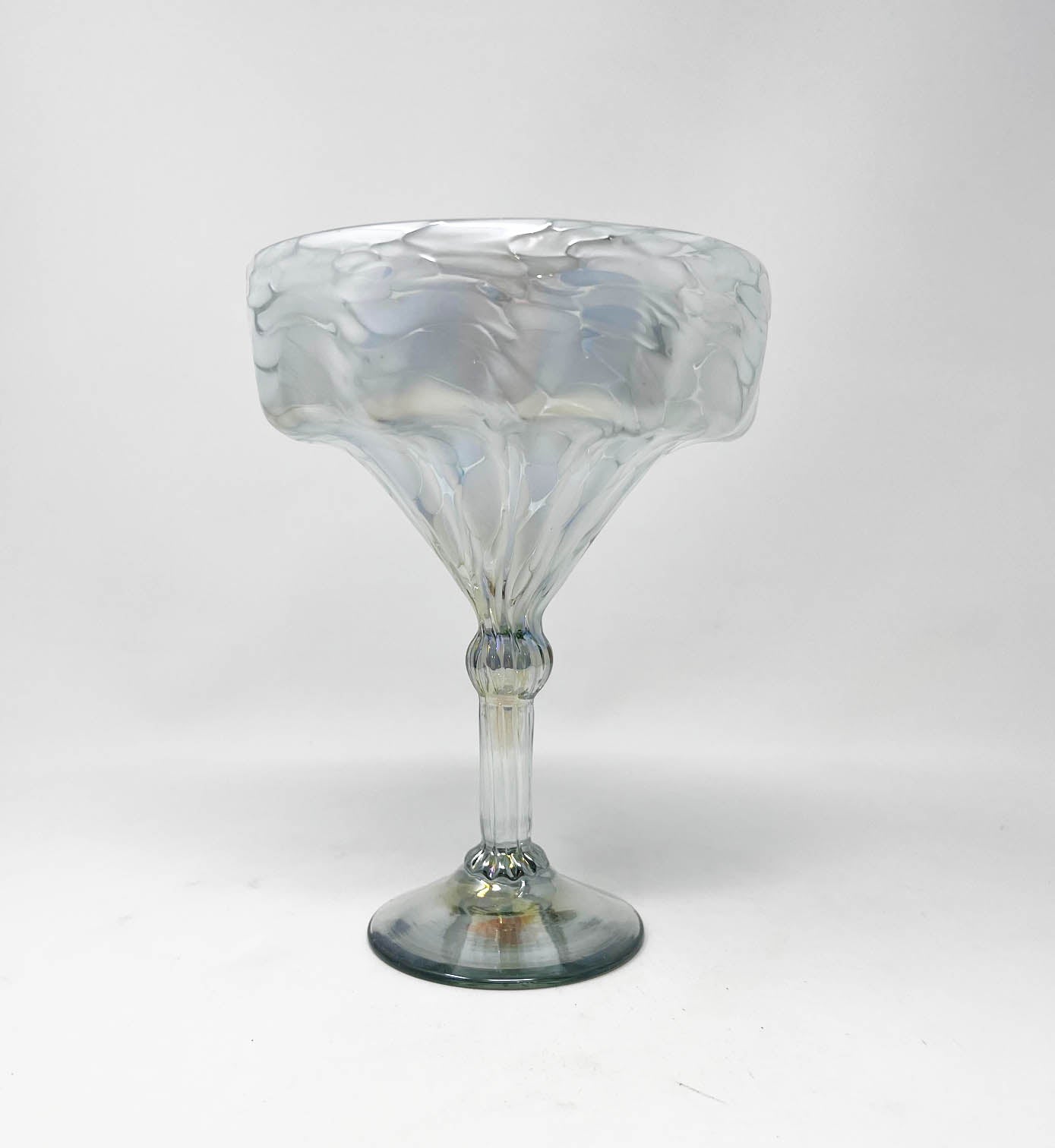 Hand Blown Margarita Glass - White Lustre (Iridescent)