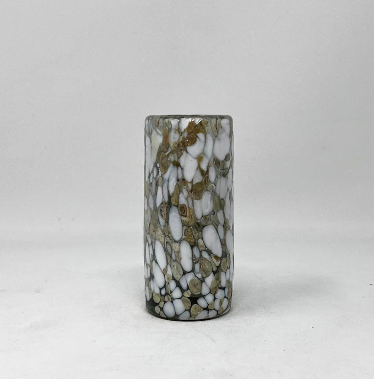 Hand Blown Shot Glass - White/Tan Confetti
