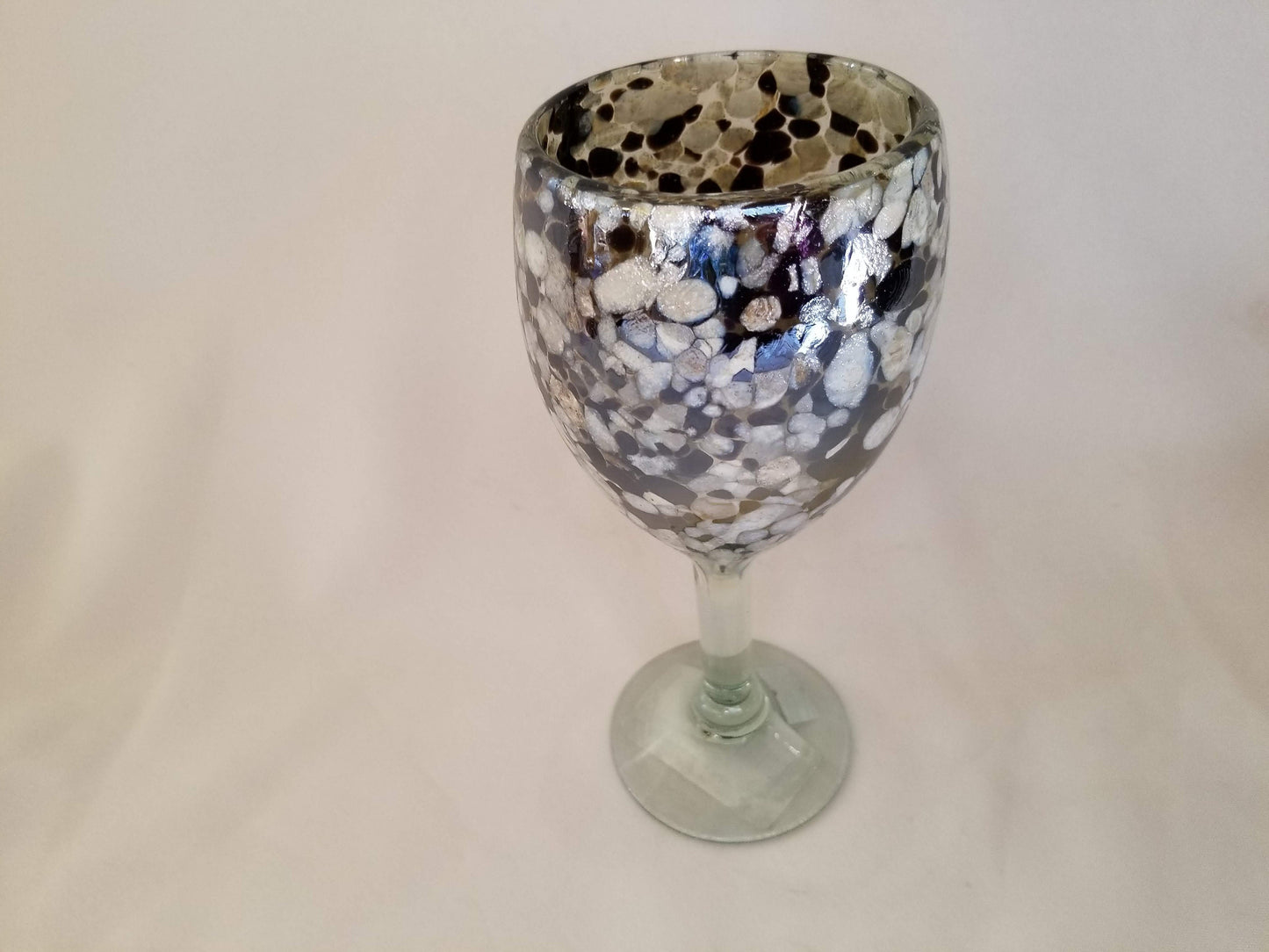 Hand Blown Wine Glass - Mocha/Tan Confetti