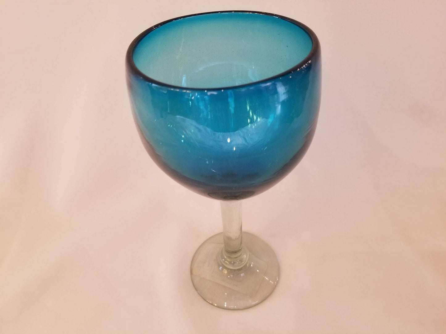Hand Blown Wine Glass - Solid Turquoise