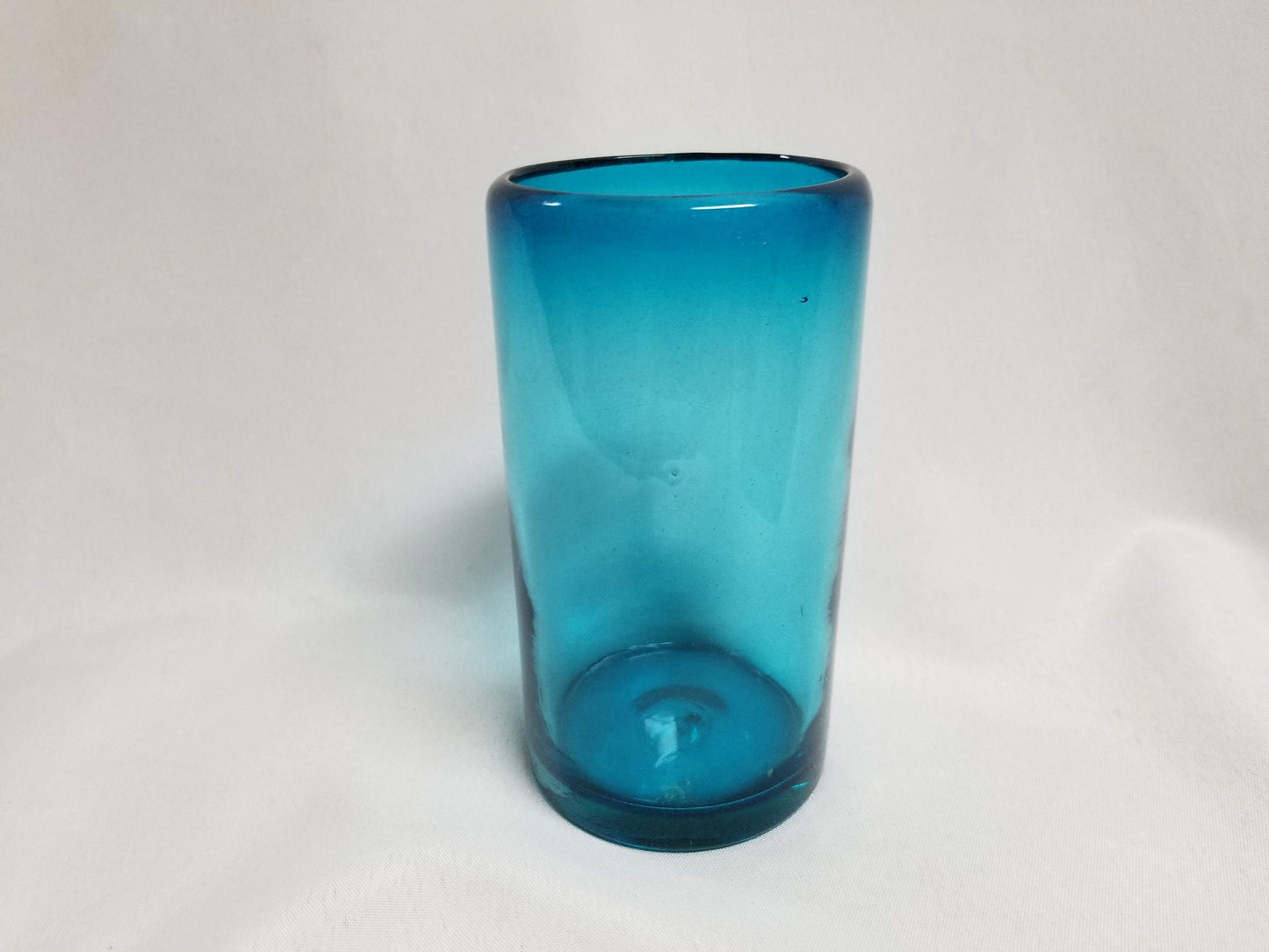 1 Hand Blown Water Glass - Solid Turquoise - Blue Dorado Designs