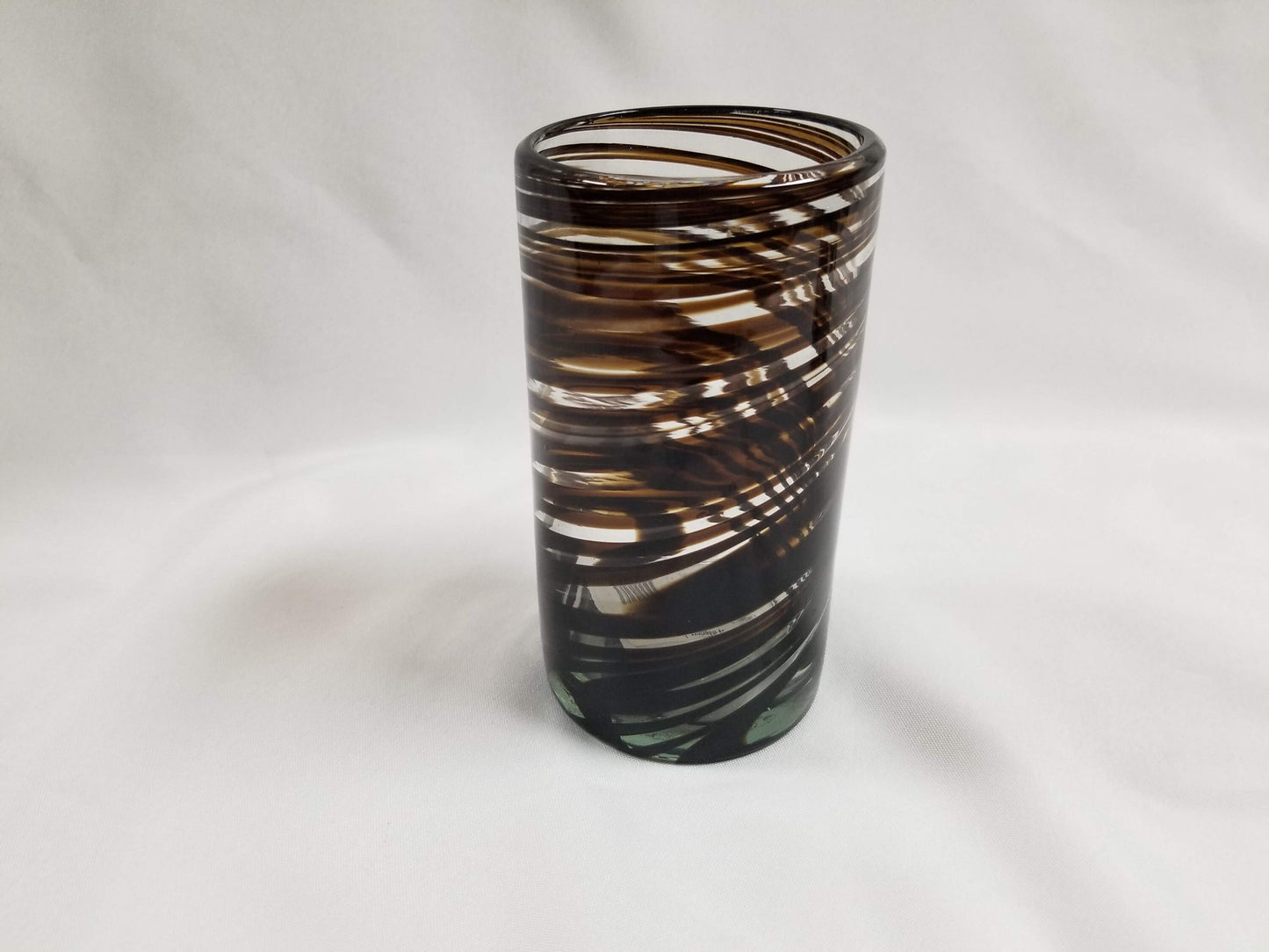 Hand Blown Water Glass - Chocolate Swirl