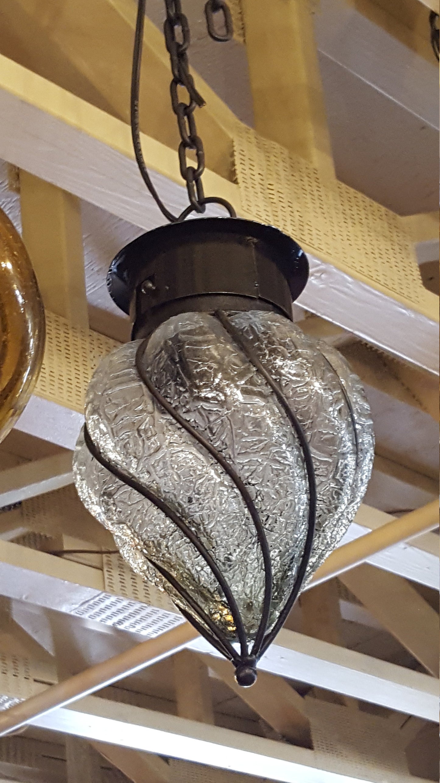 Hand Blown Glass Torch Light Pendant - Clear Glass