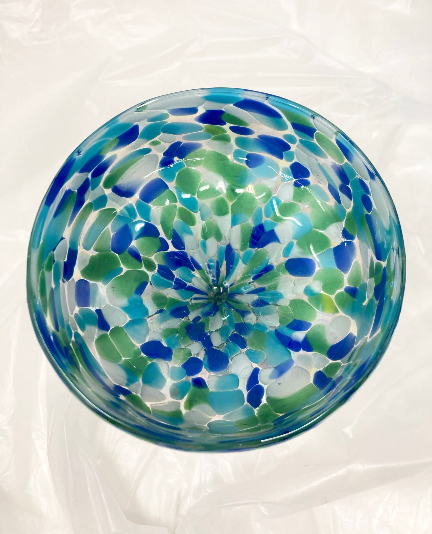 Hand Blown Margarita Glass - Aegean Blue Iridescent