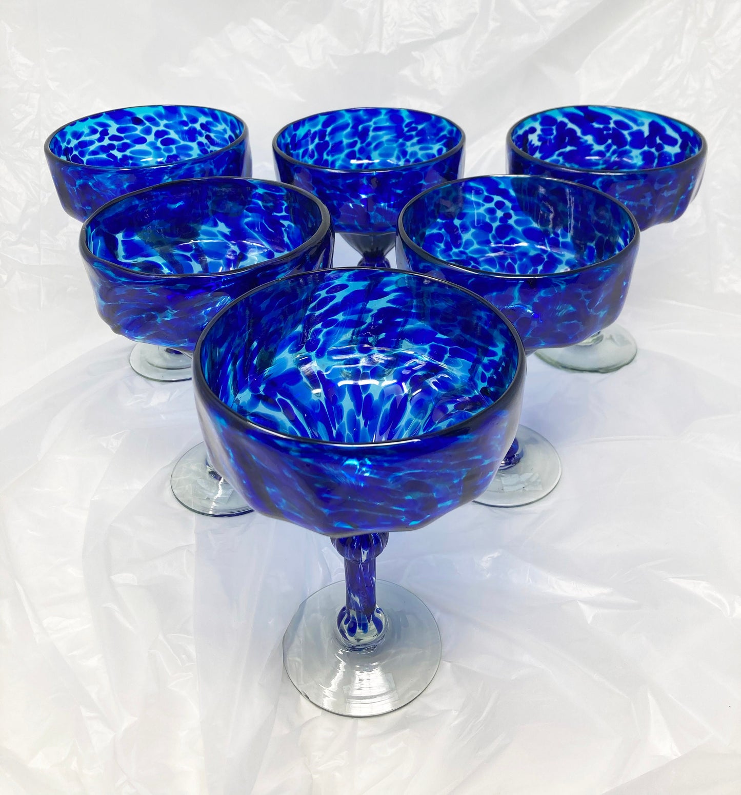 Hand Blown Margarita Glass - Blue Ocean