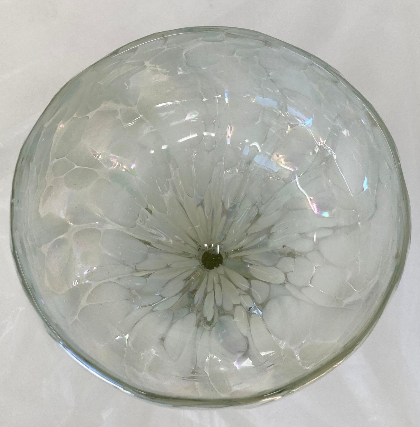Hand Blown Margarita Glass - White Lustre (Iridescent)