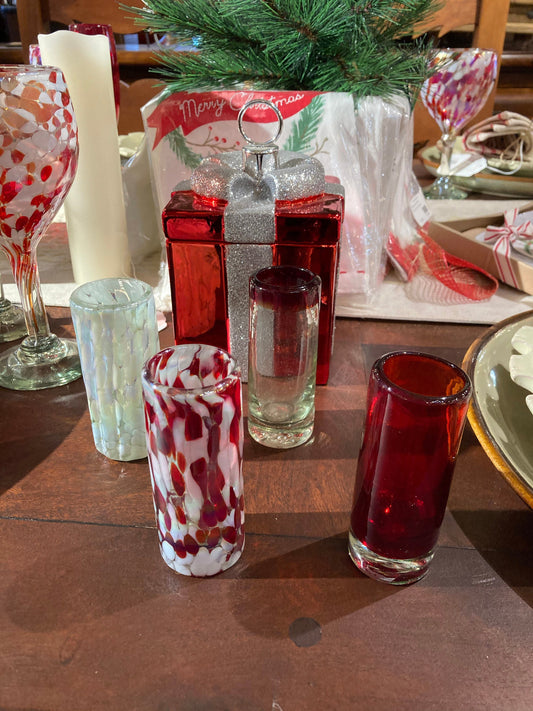 4 Hand Blown Shot Glasses - The Holiday II Collection