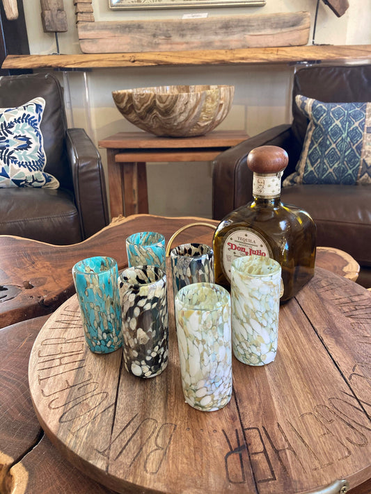6 Hand Blown Shot Glasses - The Confetti Earth Collection