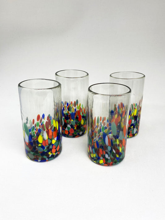 Hand Blown Water Glass - Confetti Base