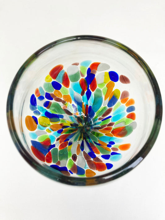 1 Hand Blown Wine Glass - Confetti Base - Blue Dorado Designs
