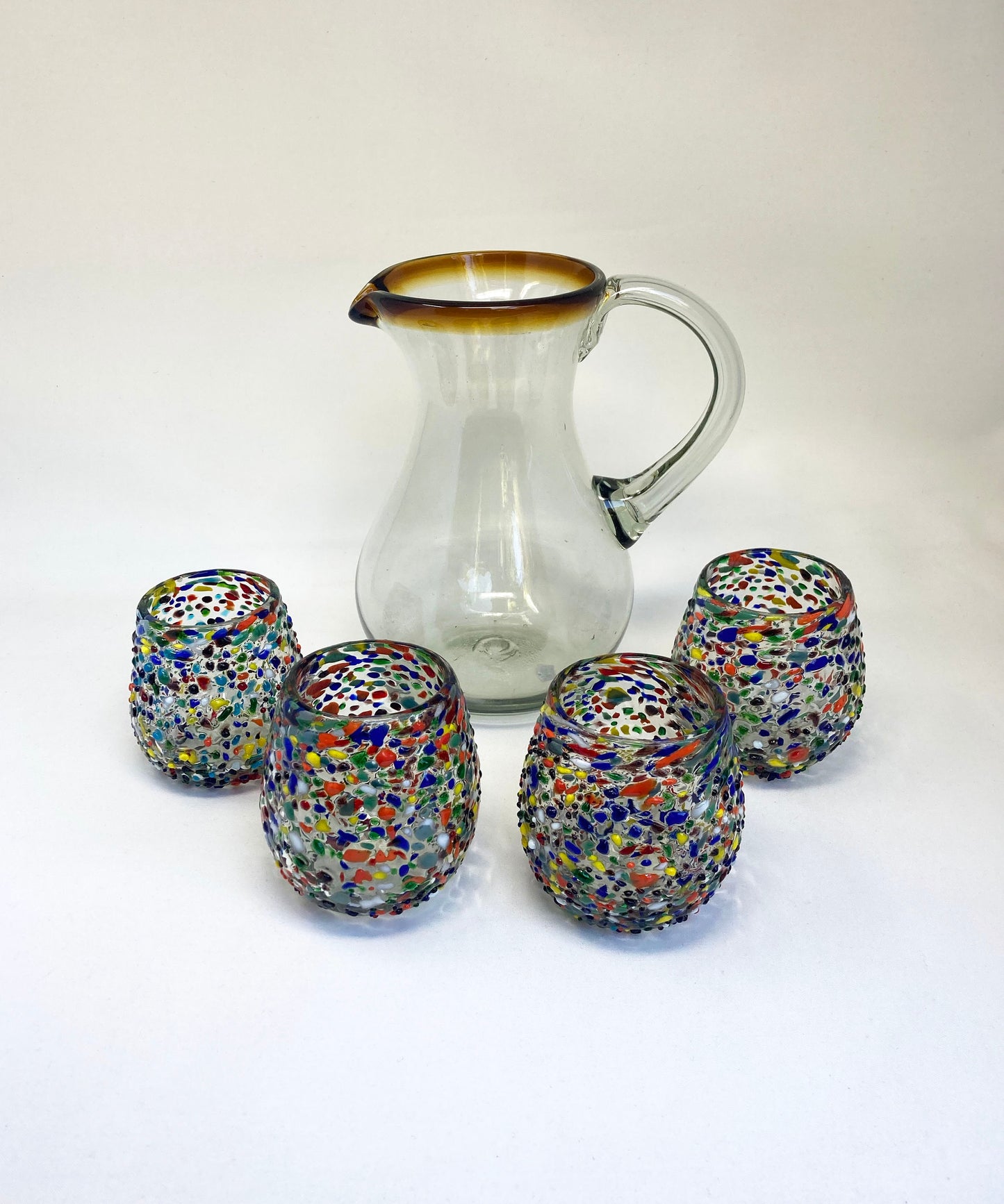 80 oz Hand Blown Glass Pitcher - HG Amber Rim