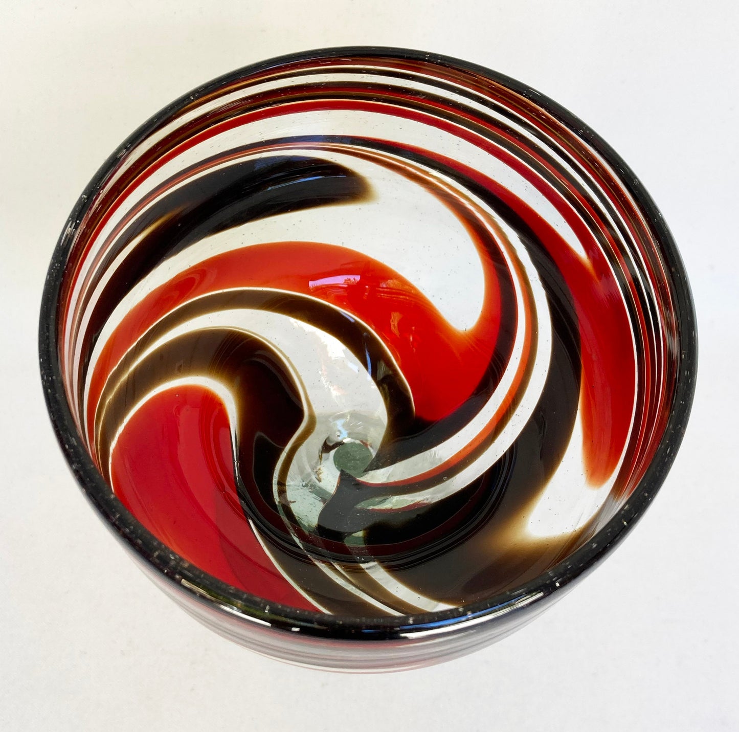 Hand Blown Margarita Glass - Red/Chocolate Swirl