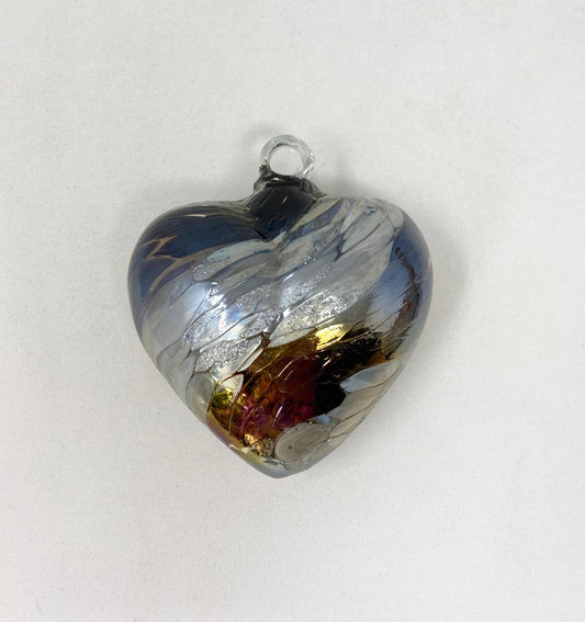 Hand Blown Glass Heart - 2 1/2" - Mocha/Cream Swirl