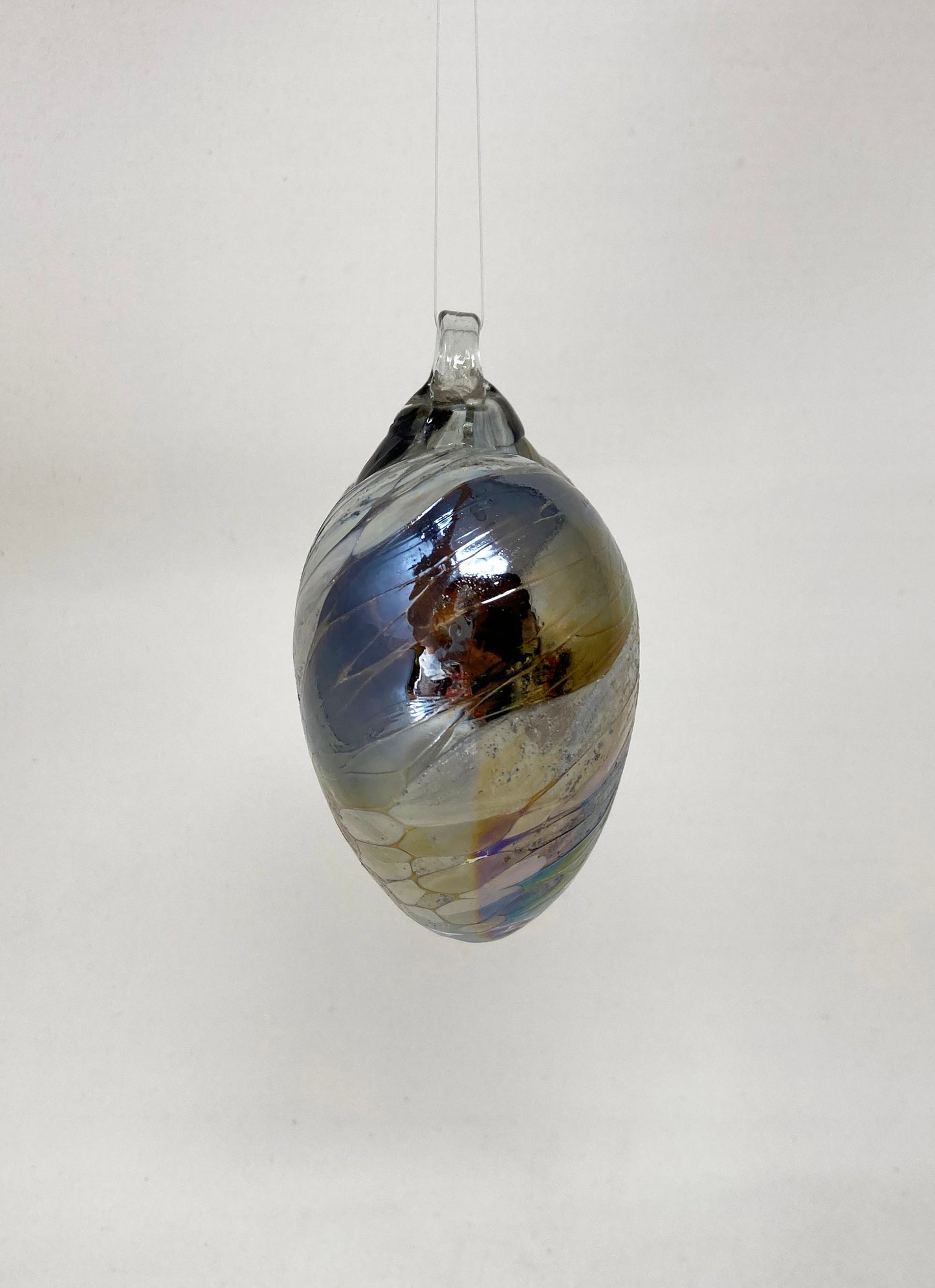 Hand Blown Glass Heart - 2 1/2" - Mocha/Cream Swirl