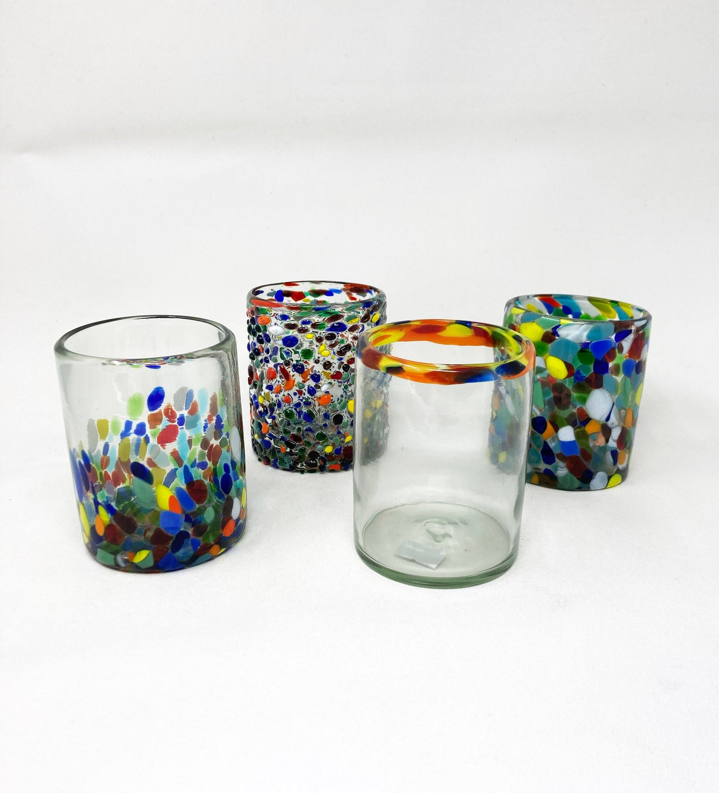 4 Hand Blown Low Ball Tumbler Glasses - The Cabo Collection - Blue Dorado Designs
