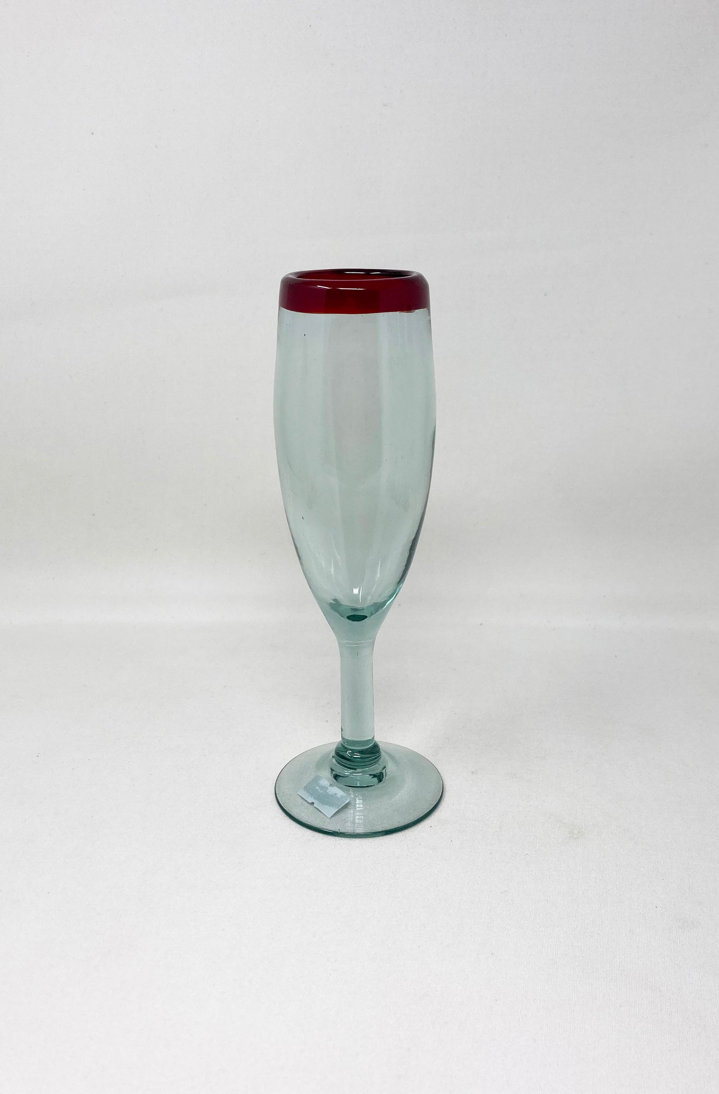 Hand Blown Champagne Glass - Red Rim