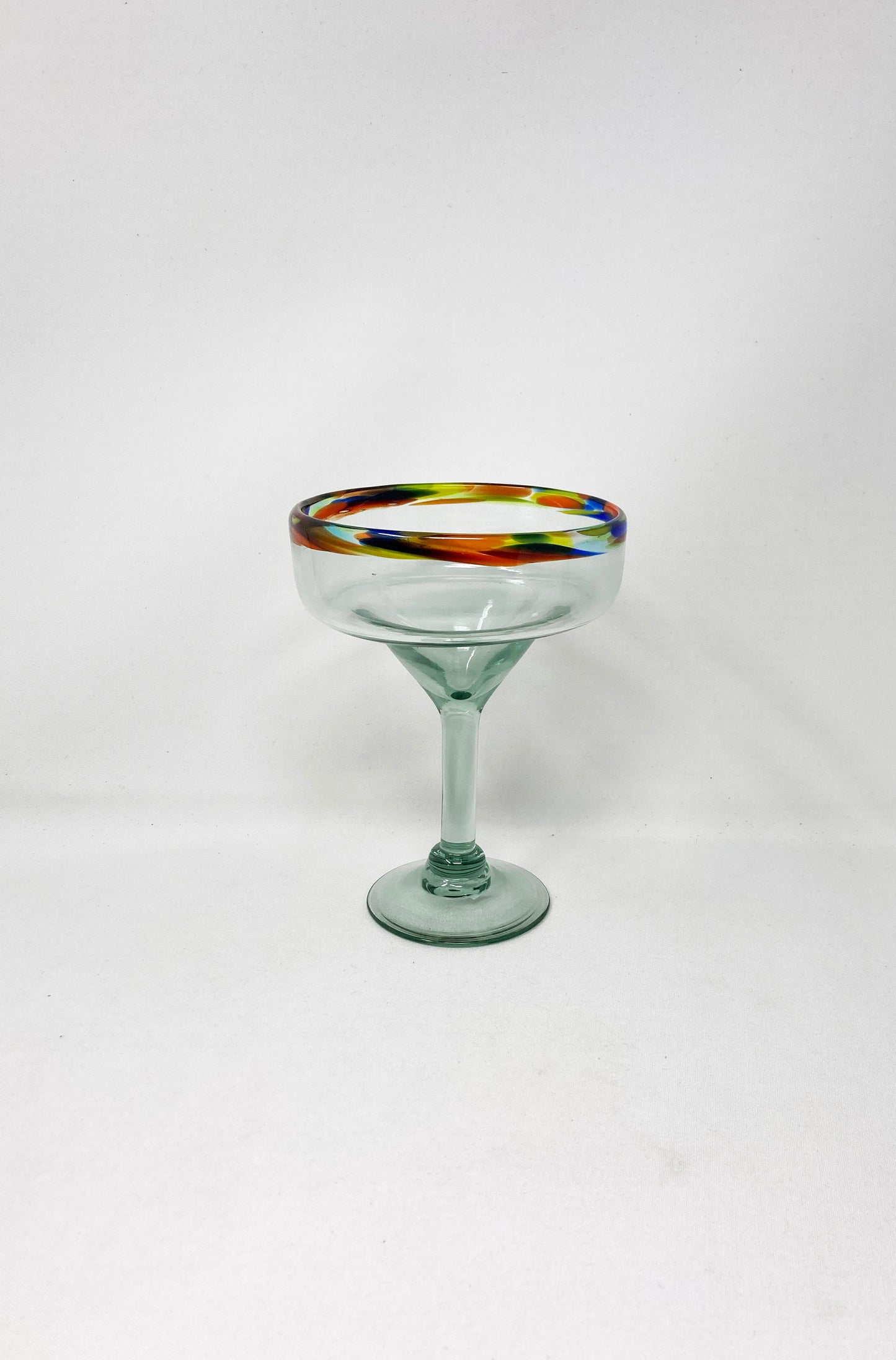 Hand Blown Margarita Glass - Confetti Rim