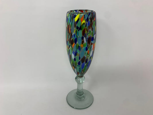Hand Blown Champagne Glass - Clear Confetti