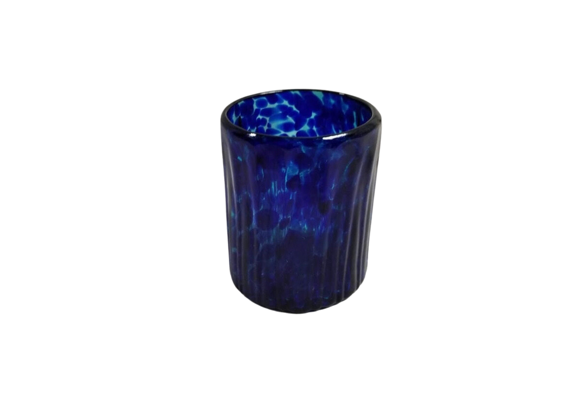 Hand Blown Low Ball Tumbler Glass - Blue Ocean