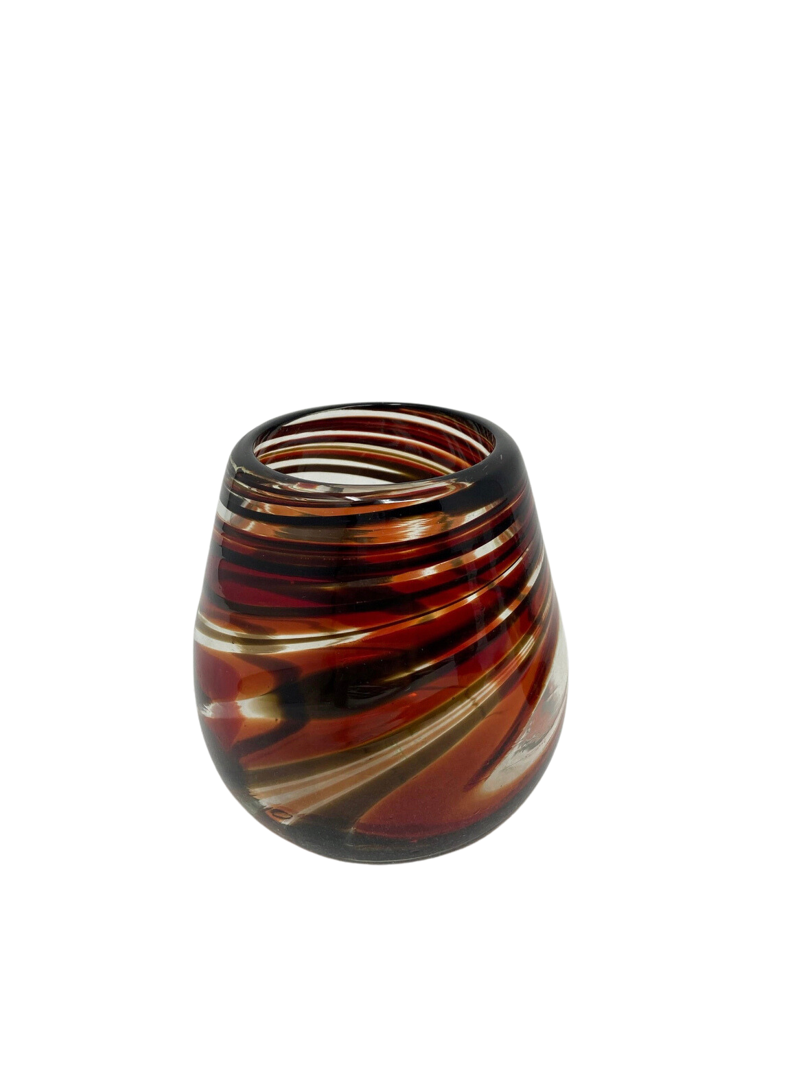 Stemless Wine Glass - Red/Chocolate Swirl