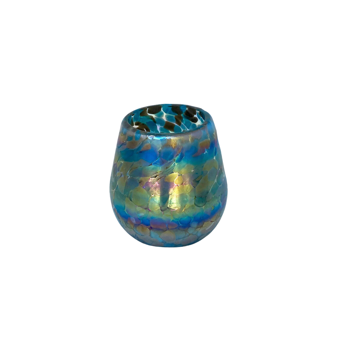 Stemless Wine Glass - Blue Chocolate Iridescent Confetti