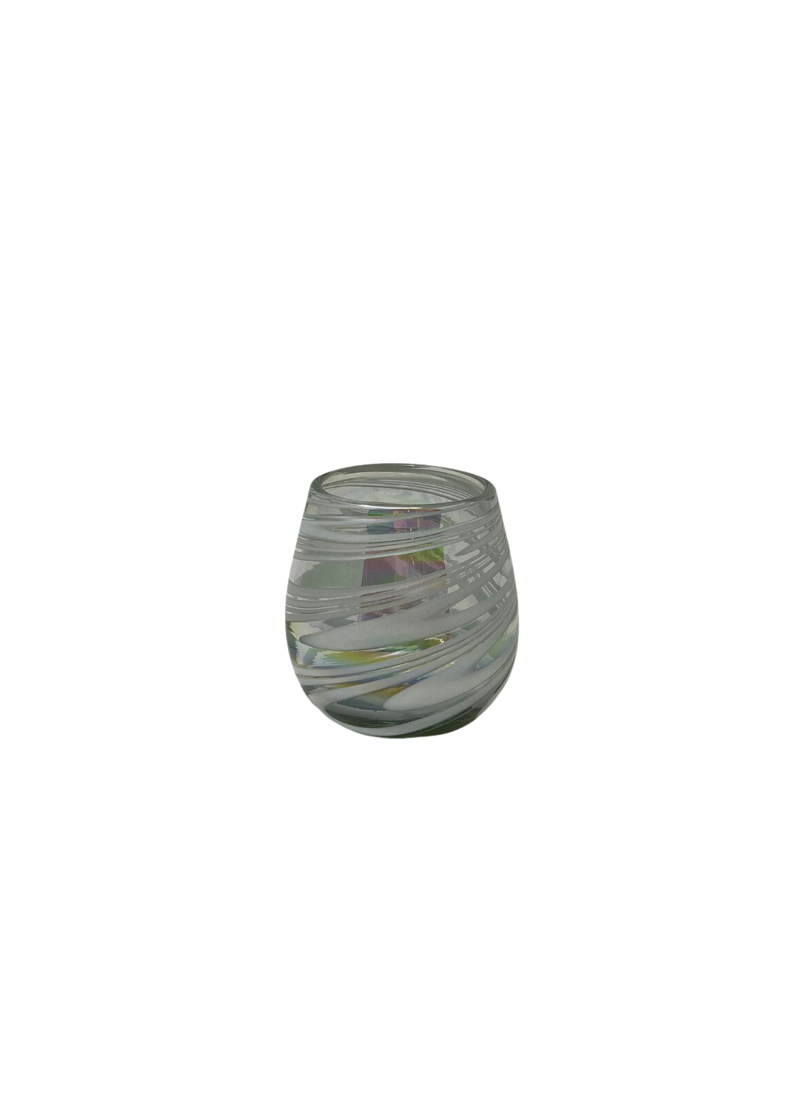 Stemless Wine Glass - White Iridescent Swirl
