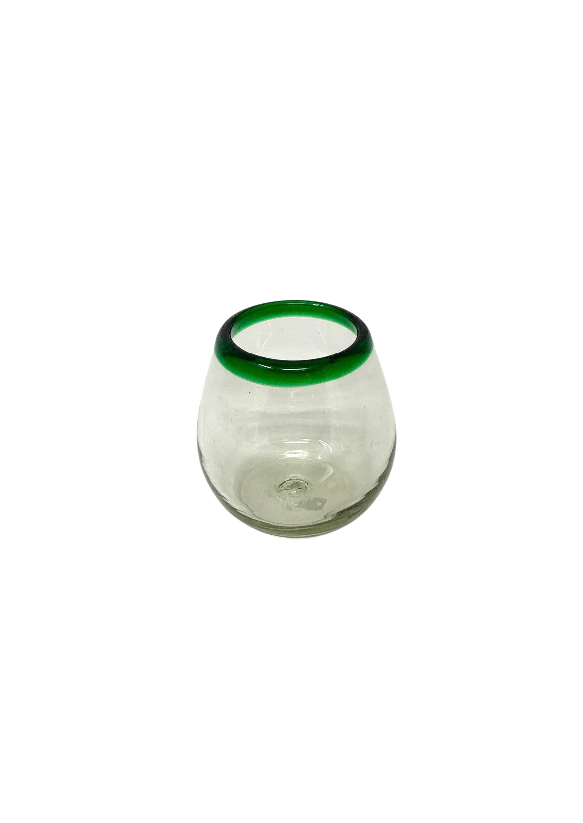 Stemless Wine Glass - Green Rim
