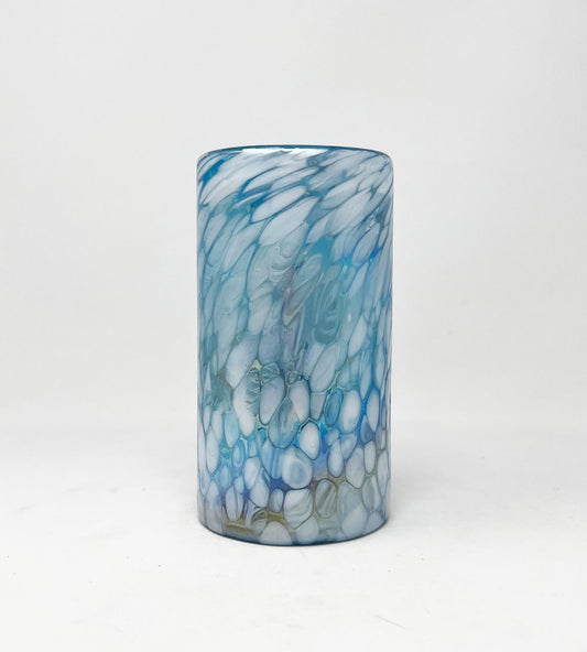 Hand Blown Water Glass - Blue Ice Iridescent